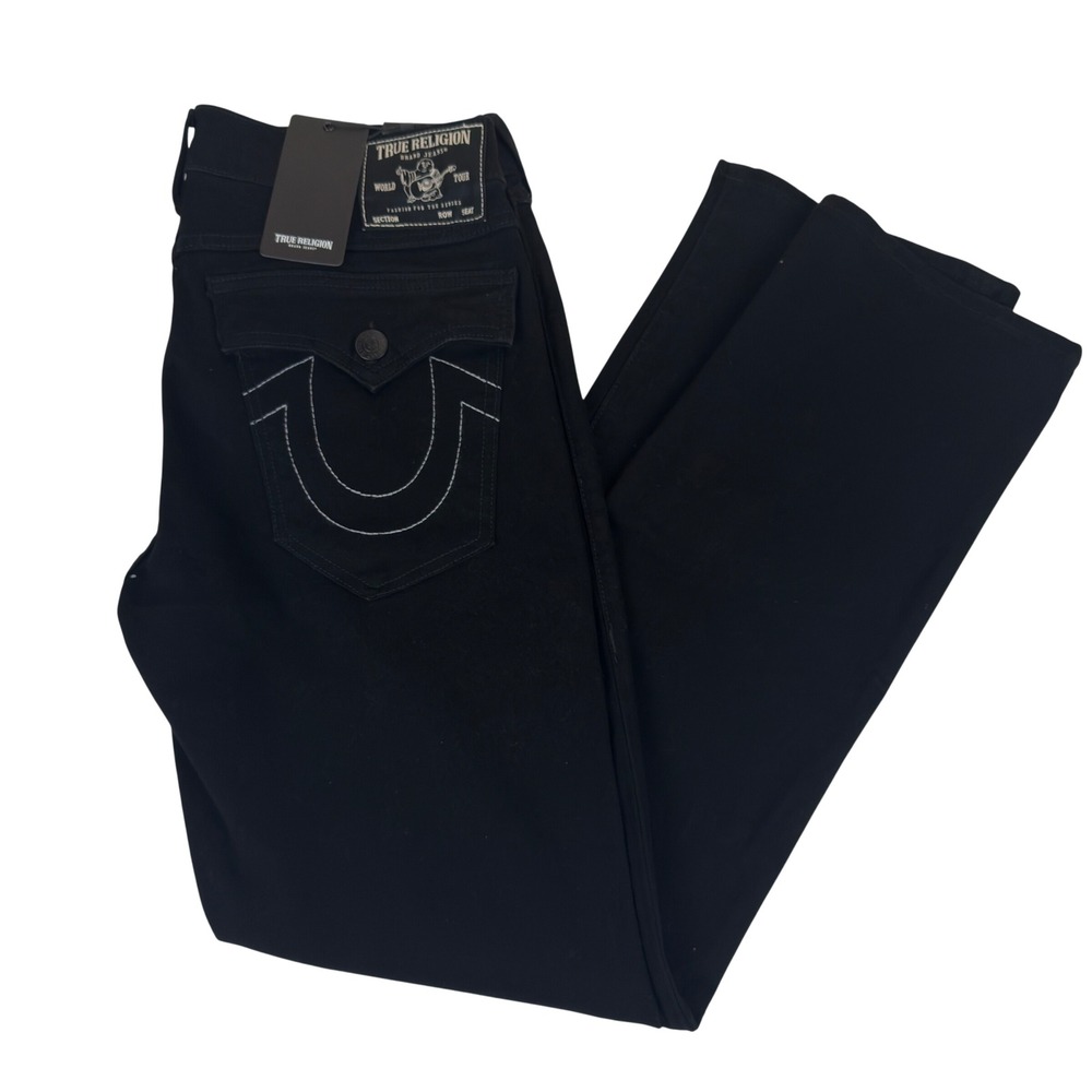 True Religion Ricky Flap SN Relaxed Straight Jeans Black 34x32 NWT 105713